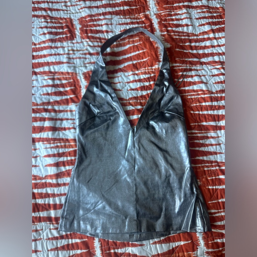 Metallic halter neck